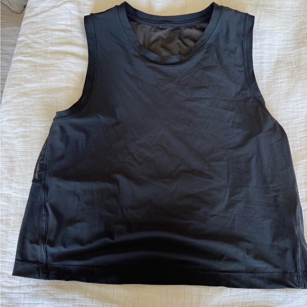 Athleta Crop Mesh Black Sleeveless Top